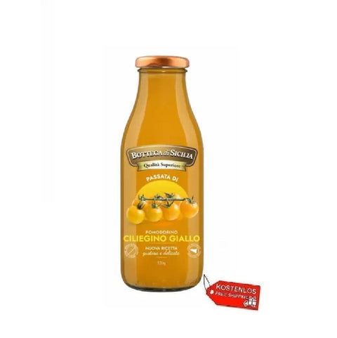 Agromonte Tomatensauce 12x Bottega Di Sicilia Passata Con Pomodorino Ciliegino Giallo Passata mit gelben Kirschtomaten Gr.520 8003140807104