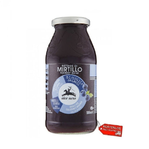 Alce Nero Fruchtsaft 12x Alce Nero Nettare Biologico di Mirtillo Bio Heidelbeernektar im Glas 500ml 8009004809499