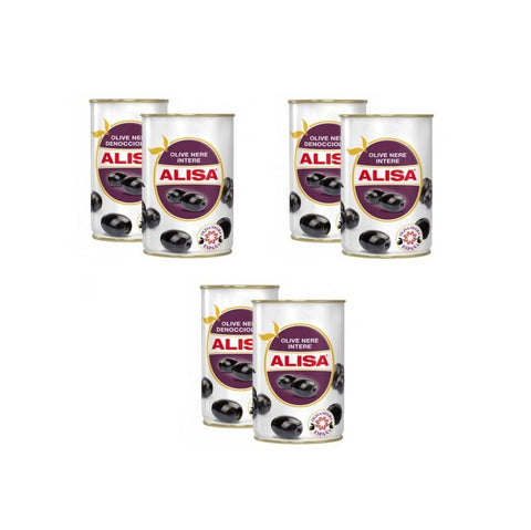 Alisa Oliven 6x Alisa Olive nere denocciolate entsteinte schwarze Oliven in 340g Dose 8000935405064