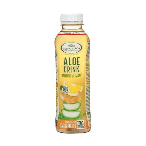 6x L'Angelica Aloe Drink Zenzero e Limone Getränk mit Aloe-Ingwer- und Zitronengeschmack, 500 ml