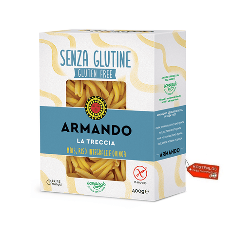 Armando pasta Armando La Treccia senza glutine Italienische glutenfreie Pasta 12x400g 8005709209558