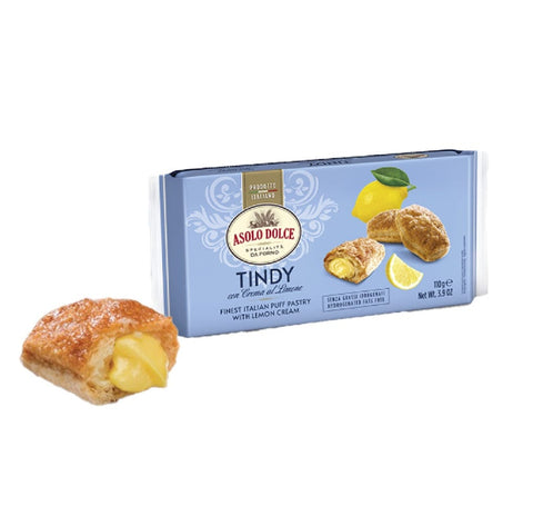 Asolo Dolce Süße Snacks 4x Asolo Dolce Tindy con crema al limone Blätterteig gefüllt mit Zitronencreme 110g 8000105000419