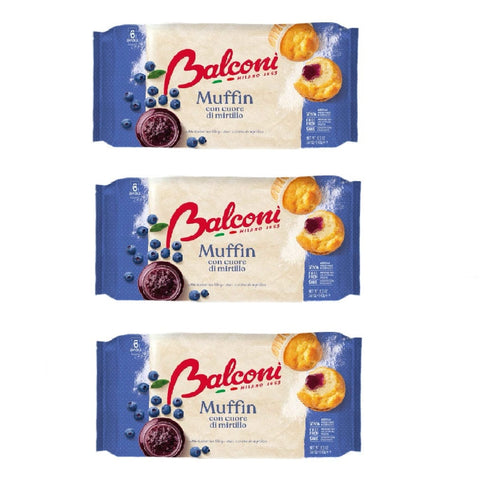 Balconi Süße Snacks 3x Balconi Muffin con cuore di mirtillo Muffins mit Blaubeerherz 240gr