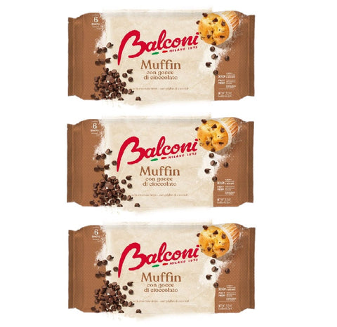 Balconi Süße Snacks 3x Balconi Muffin con gocce di cioccolato Muffins mit Schokoladenstückchen 240gr