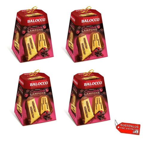 Balocco Weihnachtssüßigkeiten 4x Balocco Pandoro Cioccolato e Lampone Schokolade und Himbeere 800gr