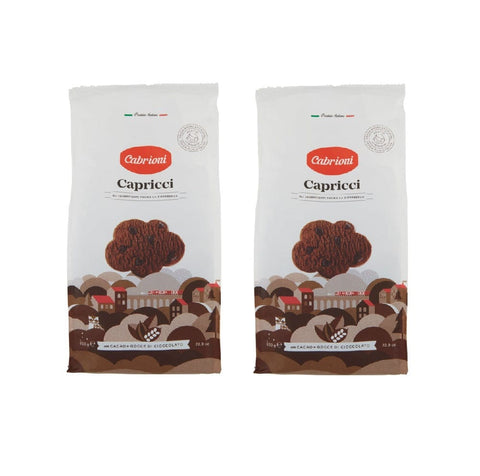 Cabrioni Kekse 2x Cabrioni Capricci Kakaokekse mit Schokoladenstückchen 650gr 8000155707504