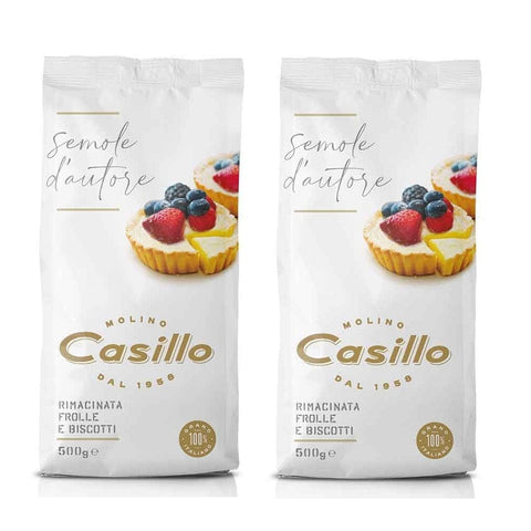 Casillo Mehl 2x Casillo "Semole d'Autore" Semola di Grano Duro Rimacinata per Frolle e Biscotti Nachgemahlener Hartweizengrieß für Shortbread und Kekse 500 g