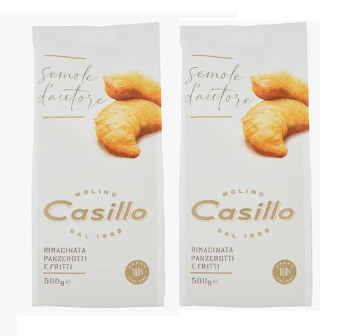 Casillo Mehl 2x Casillo "Semole d'Autore" Semola di Grano Duro Rimacinata per Panzerotti e Fritti Remillierter Hartweizengrieß für Panzerotti und frittierte Speisen 500 g