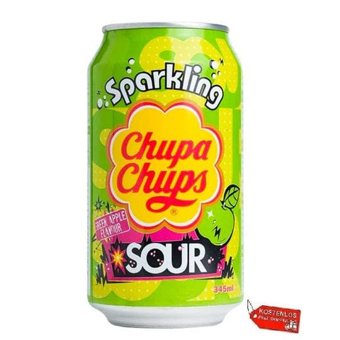 Chupa Chups Soft Drink 24x Chupa Chups Sparkling Green Apple Sour Grüner Apfel Drink 345ml 8801069417950