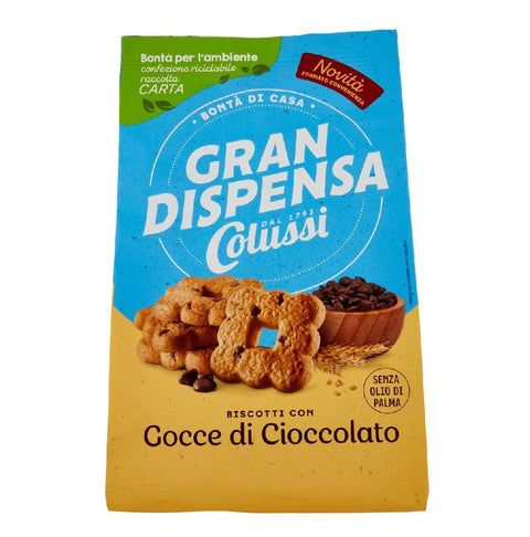 Colussi Kekse 2x Colussi Gran Dispensa Biscotti con Gocce di cioccolato Kekse mit Schokoladenstückchen 600g 8002590084202