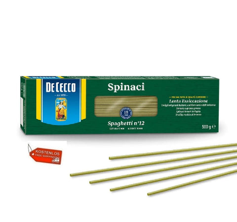 De Cecco pasta 20x De Cecco Spaghetti con Spinaci n.12 Italienische Hartweizennudeln mit Spinat 500gr 8001250410122