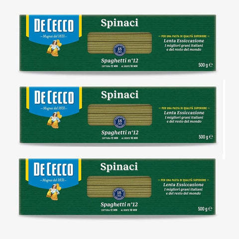 De Cecco pasta 3x De Сecco Spaghetti con Spinaci №12 Italienische Hartweizennudeln mit Spinat 500gr 8001250410122