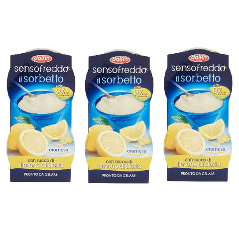 Dolphin Eis 3x Dolfin Senso Freddo il Sorbetto al limone Sorbet mit sizilianischem Zitronensaft 2x 100ml 8002267006407