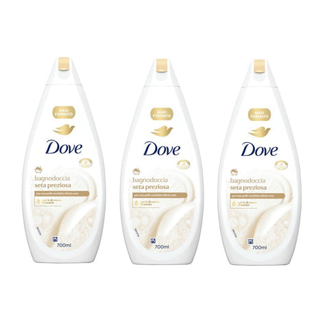 Dove Duschgel 3x Dove Bagnodoccia Seta Preziosa Körperwäsche 700 ml 8720181494291