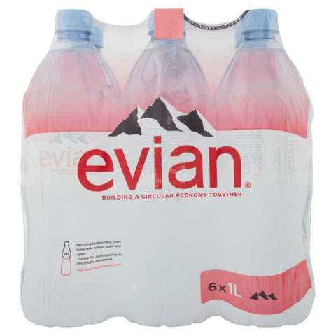 Evian Wasser Evian Acqua Minerale Naturale Natürliches Mineralwasser 6x1L 3068320017846