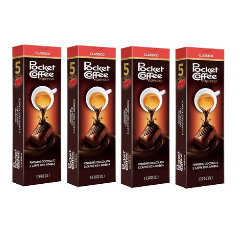 Ferrero Pralinen 4x Ferrero Pocket Coffee Espresso Mit flüssigem Kaffee gefüllte Pralinen 5 Stück 80135944