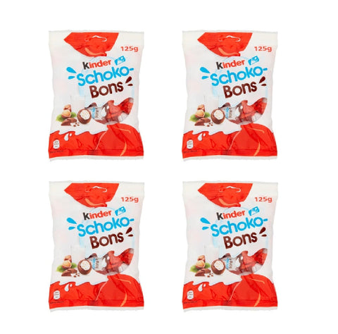 Ferrero Pralinen 4x Kinder Schoko-Bons Pralinen mit Milchschokolade überzogen und gefüllt mit Milch und Haselnüssen 125g 5413548280189