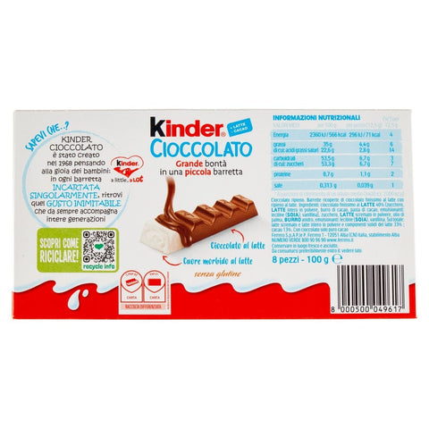 Ferrero Schokolade 4x Kinder Cioccolato barretta 8x12.5gr 8000500049617