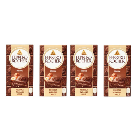 Ferrero Schokoladentafel 4x Ferrero Rocher Original Nocciola 90 g 8000500359488