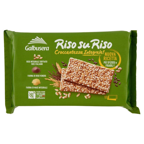 Galbusera Crackers Galbusera Riso su Riso cracker integrali con riso soffiato Vollkorncracker mit Puffreis 380gr 8002190002651