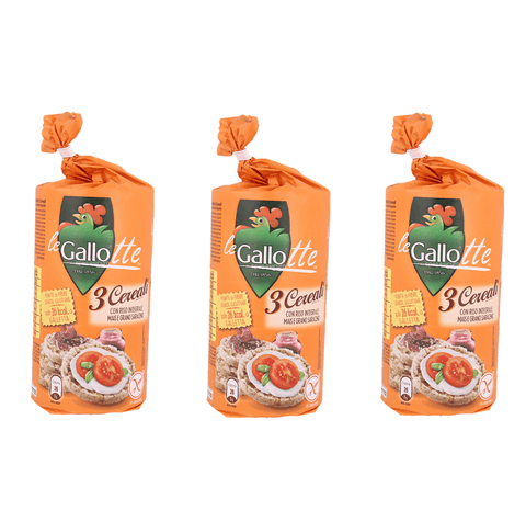 Gallo Snack 3x Gallo Gallotte ai tre cereali Vollkorn-Reiskuchen mit 3 Cerealien 100gr 8001420007855