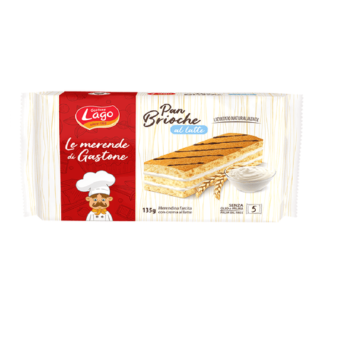 Gastone Lago Süße Snacks MHD 27/07/2023 Gastone Lago Le merende Pan Briosche al latte 135g - Gastone Lago Pan Brioche Snacks mit Milch 8004800007018