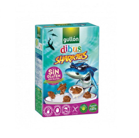 Gullon Kekse 3x Gullon Sharkies Biscotti Cacao A Forma Di Squali Kakaokekse in Haiform, 250 g 8410376044959