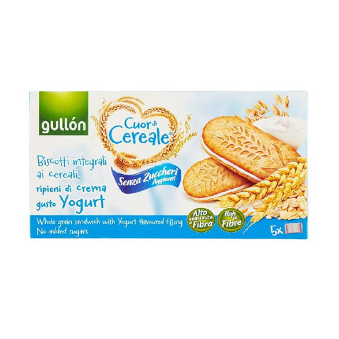 Gullon Kekse 8x Gullon Cuor Di Cereale Biscotti Ripieni Di Crema Gusto Yogurt Vollkorn-Getreidekekse gefüllt mit Joghurt-Geschmackscreme 220gr