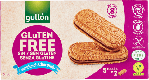 Gullon Kekse Gullon Sandwich Chocolate Biscotti Glutenfrei Glutenfreie Kekse 220g 8410376061789