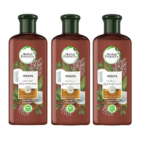 Herbal Essences shampoo 3x Herbal Essences Shampoo Formula Vegana con Olio di Cocco Veganes Formel-Shampoo mit Kokosnussöl 250 ml