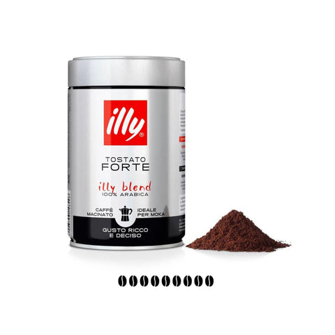 Illy Kaffee Illy Caffe' Macinato MOKA Tostato FORTE 100 % gemahlener Arabica, 250g Dose 8003753900469