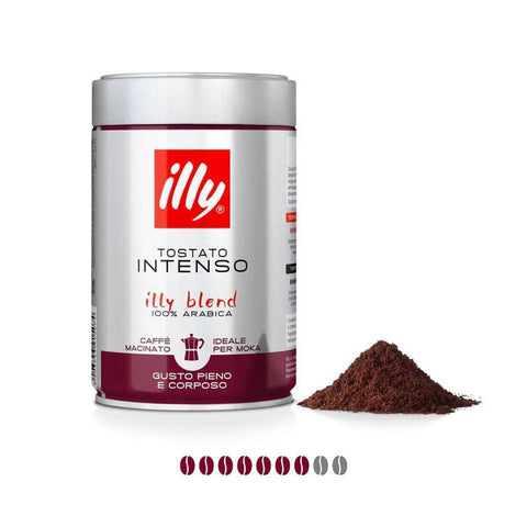 Illy Kaffee Illy Caffe' Macinato MOKA Tostato Intenso 100 % gemahlener Arabica, 250g Dose 8003753900469