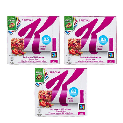 Kellogg's Getreideriegel 3x Kellogg's Special K Frutti Rossi Rote Fruchtriegel 6 x 21.5 g 5050083172083