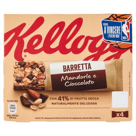 Kellogg's Getreideriegel 4x Kellogg's Barretta Mandorle e Cioccolato Mandel und Schokoriegel  128g 5053827161947