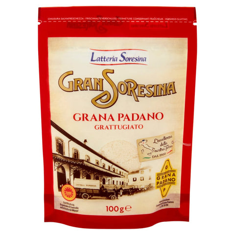 Latteria Soresina Käse 3x Gran Soresina Grana Padano DOP grattugiato Geriebener Käse DOP 100gr 8004673110112