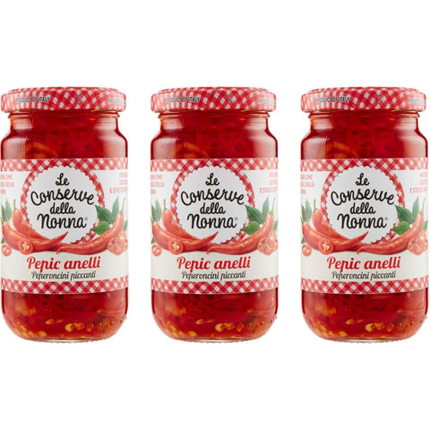 Le Conserve della Nonna marmelade 3x Le Conserve della Nonna - Pepic Anelli Peperoncini Piccanti Scharfe Pepperoni 190g 8005360003526