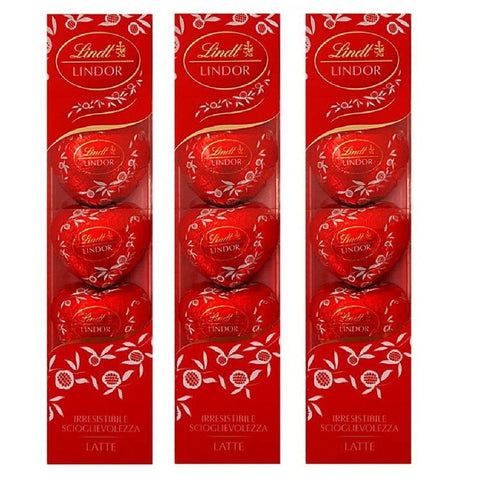 Lindt Pralinen 3x Lindt Lindor Tubino cuori latte Pralinen aus Vollmilchschokolade 69g