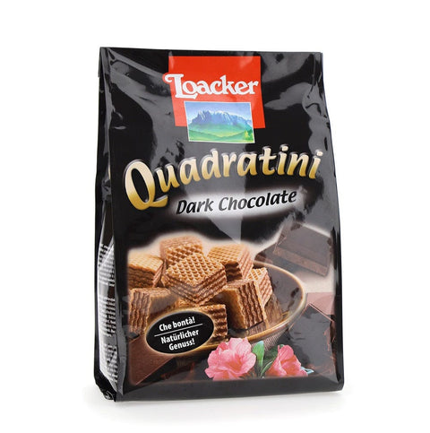 Loacker Wafer Loacker Quadratini Dark Chocolate Waffel mit dunkler Schokoladencreme 125g 8000380142460