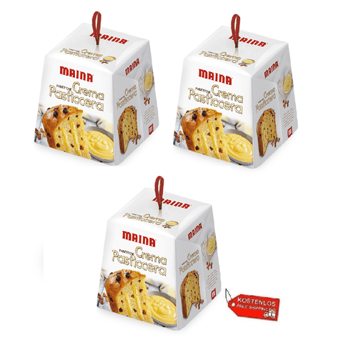 Maina Weihnachtssüßigkeiten 3x Maina Panettone Crema Pasticcera Panettone-Vanillepudding 800gr 8005190402254