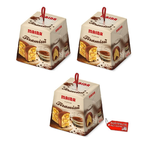 Maina Weihnachtssüßigkeiten 3x Maina Panettone Tiramisù Panettone gefüllt mit Kaffee und köstlicher Tiramisucreme 750g 8005190402636