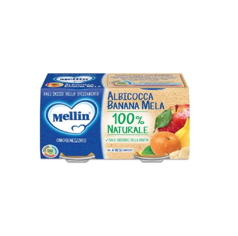 Mellin homogenisiert 3x Mellin Albicocca Banana Mela  Babynahrung Aprikose Banane Apfel 2x100g