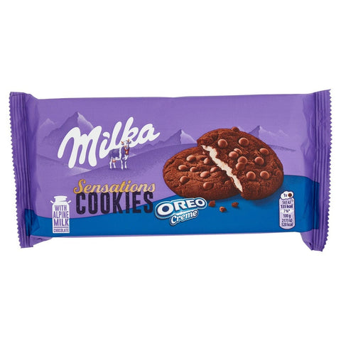 Milka Kekse 12x Milka Cookies Sensation Oreo Kekse mit Oreo-Cremefüllung 156g 7622201401900