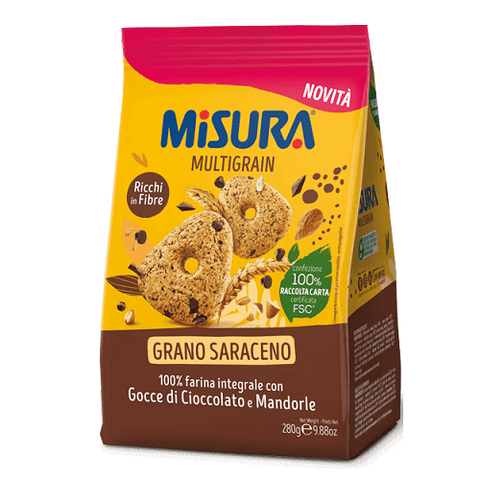 Misura Kekse MHD 01/02/2025 Misura Multigrain Grano Saraceno Vollkornkekse mit Schokoladentropfen und Mandeln 280g 8002590069384