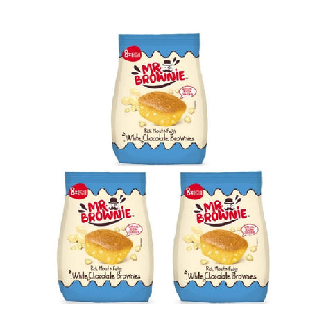 Mr Brownie Süße Snacks 3x Mr Brownie White weißer Schokoladenbrownie 200g 8411037884624