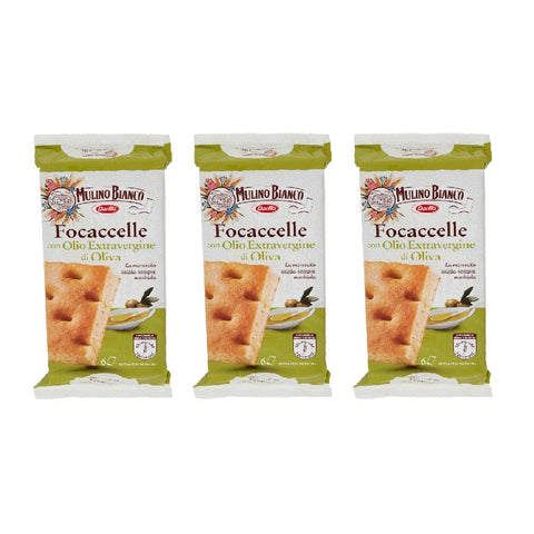 Mulino Bianco Brot 3x Mulino Bianco Focaccelle all'Olio Extra Vergine di Oliva herzhafter Snack 198g 8076809546478