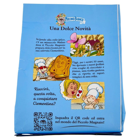 Mulino Bianco Kekse 12x Mulino Bianco Frollini del Piccolo Mugnaio con Scaglie di Cioccolato e Panna Kekse mit Schokoladenstückchen und Sahne 300g