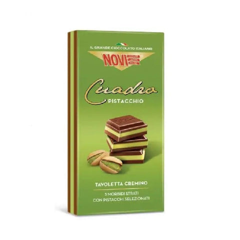 Novi Weihnachtssüßigkeiten 5x Novi Cuadro pistacchio tavoletta Schokoladen- und Pistazienriegel 110gr 8006380213810