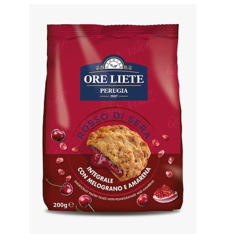 Ore Liete Süße Snacks 4x Ore Liete Rosso di Sera Vollkorn-Granatapfel-Marena-Kekse 200gr