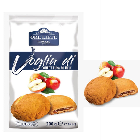 Ore Liete Süße Snacks 4x Ore Liete Voglia di Ripieno Confettura di mele Kekse gefüllt mit Sahne-Apfel-Marmelade 200gr 8032755322481