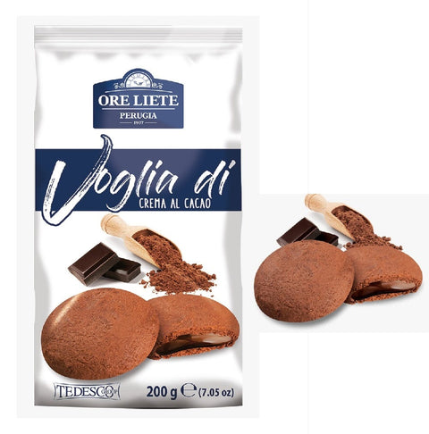 Ore Liete Süße Snacks 4x Ore Liete Voglia di Ripieno Crema al cacao Kekse gefüllt mit Kakaocreme 200gr 8032755322511